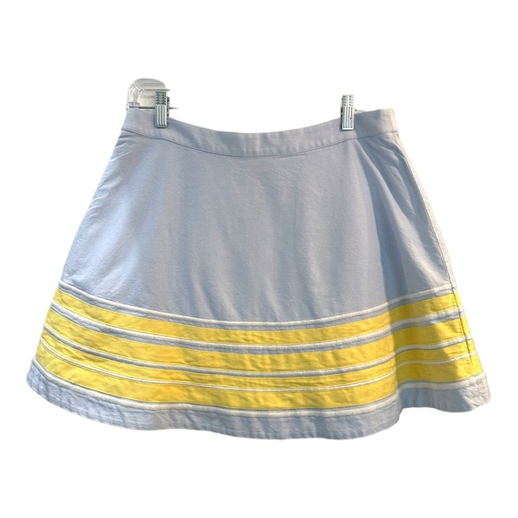 Vineyard Vines Women’s Border Stripe Oxford Swing Skirt Sz 6 Butter Yellow/ Blue - Picture 2 of 9